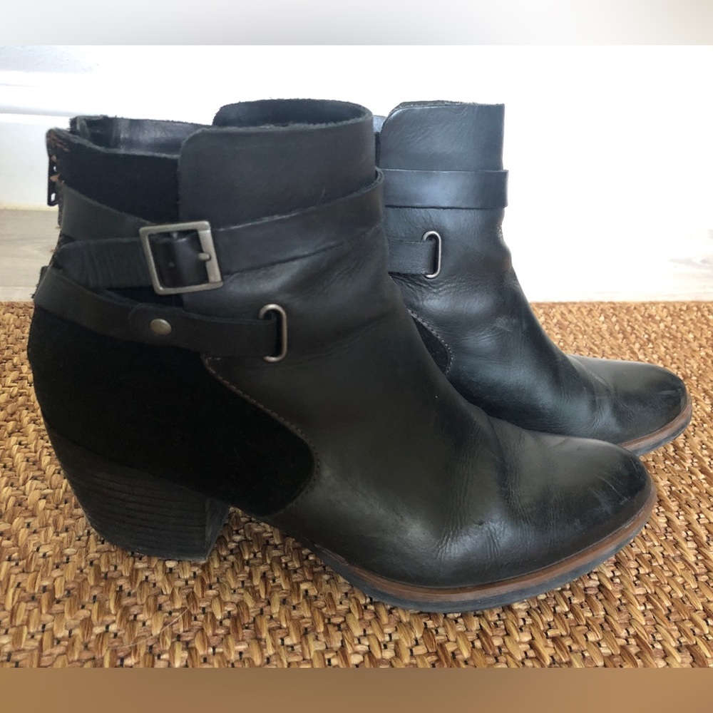 Kork-Ease Black Leather Ankle Boots